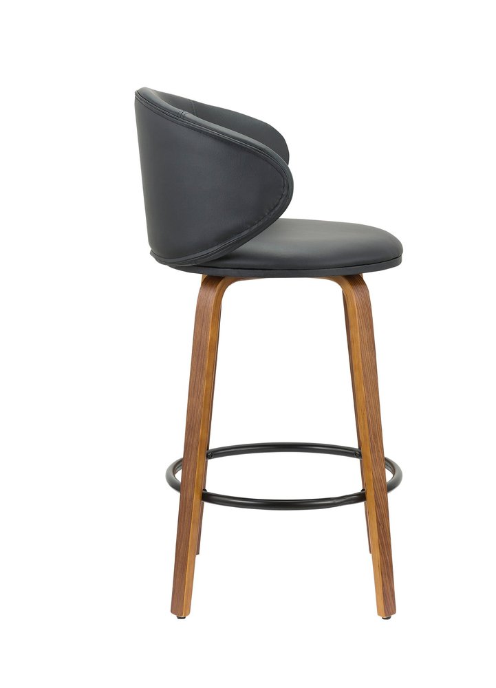 Set of Two 26" Black And Brown Faux Leather And Solid Wood Low Back Counter Height Bar Chairs HomeRoots