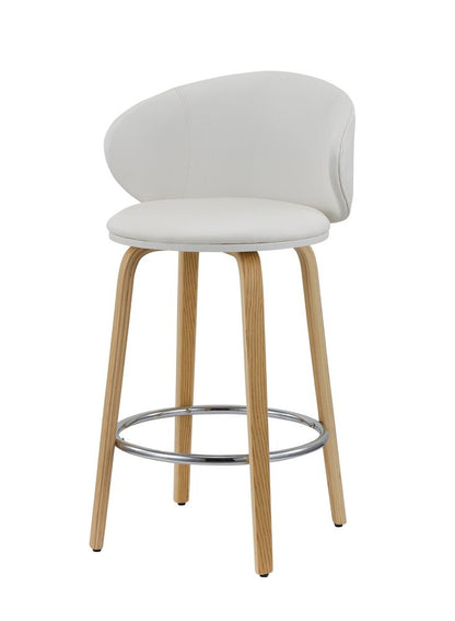 Set of Two 26" White And Brown Faux Leather And Solid Wood Low Back Counter Height Bar Chairs HomeRoots