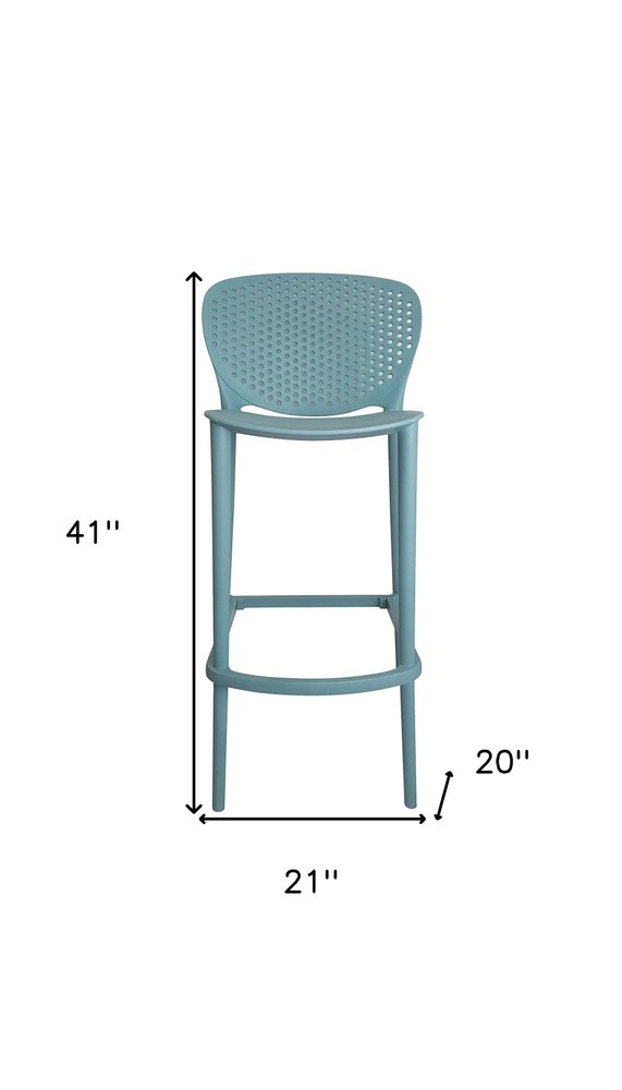 Set of Four 30" Green Heavy Duty Plastic Low Back Bar Height Bar Chairs HomeRoots