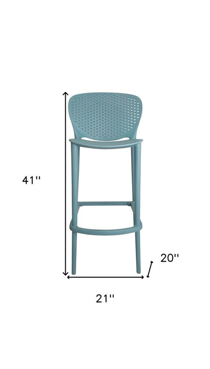 Set of Four 30" Green Heavy Duty Plastic Low Back Bar Height Bar Chairs HomeRoots