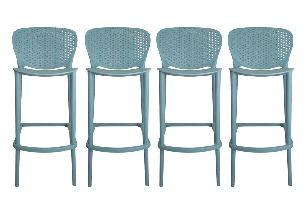 Set of Four 30" Green Heavy Duty Plastic Low Back Bar Height Bar Chairs HomeRoots