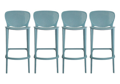 Set of Four 30" Green Heavy Duty Plastic Low Back Bar Height Bar Chairs HomeRoots