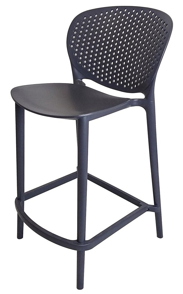 Set of Four 30" Dark Gray Heavy Duty Plastic Low Back Bar Height Bar Chairs HomeRoots