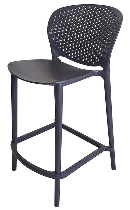 Set of Four 30" Dark Gray Heavy Duty Plastic Low Back Bar Height Bar Chairs HomeRoots