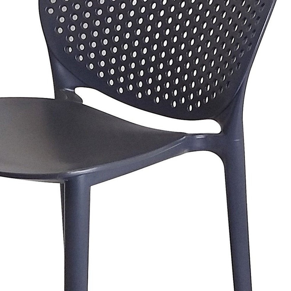 Set of Four 30" Dark Gray Heavy Duty Plastic Low Back Bar Height Bar Chairs HomeRoots