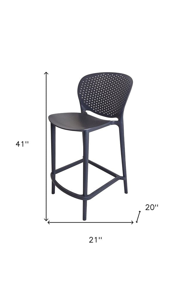 Set of Four 30" Dark Gray Heavy Duty Plastic Low Back Bar Height Bar Chairs HomeRoots