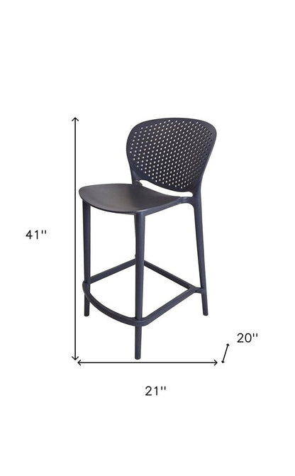 Set of Four 30" Dark Gray Heavy Duty Plastic Low Back Bar Height Bar Chairs HomeRoots
