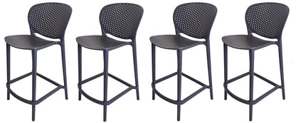 Set of Four 30" Dark Gray Heavy Duty Plastic Low Back Bar Height Bar Chairs HomeRoots