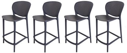 Set of Four 30" Dark Gray Heavy Duty Plastic Low Back Bar Height Bar Chairs HomeRoots