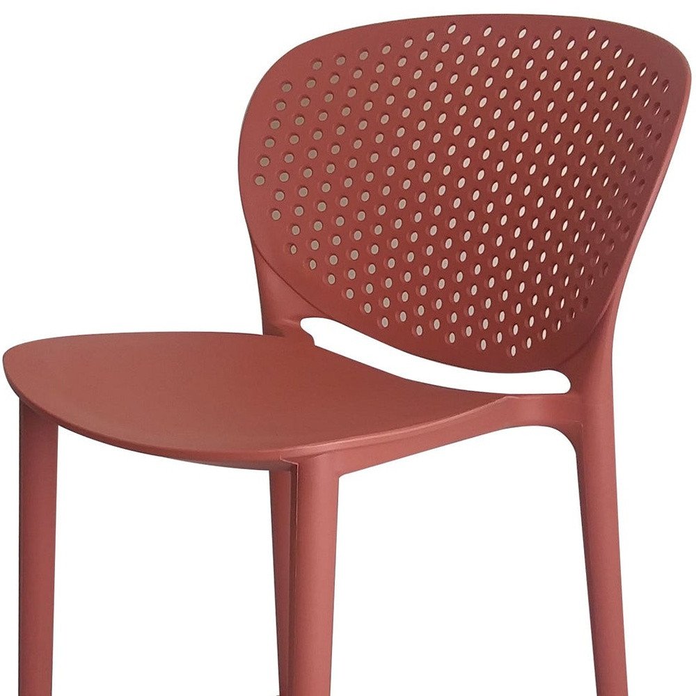 Set of Four 30" Orange Heavy Duty Plastic Low Back Bar Height Bar Chairs HomeRoots