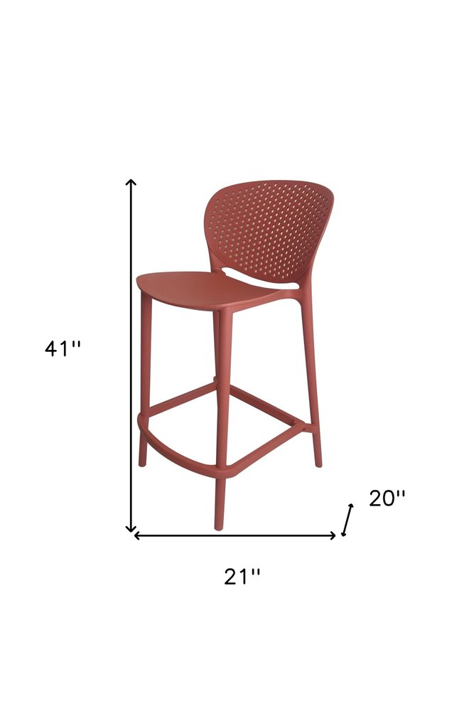 Set of Four 30" Orange Heavy Duty Plastic Low Back Bar Height Bar Chairs HomeRoots