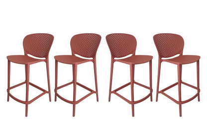 Set of Four 30" Orange Heavy Duty Plastic Low Back Bar Height Bar Chairs HomeRoots