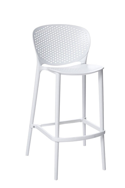Set of Four 30" White Heavy Duty Plastic Low Back Bar Height Bar Chairs HomeRoots