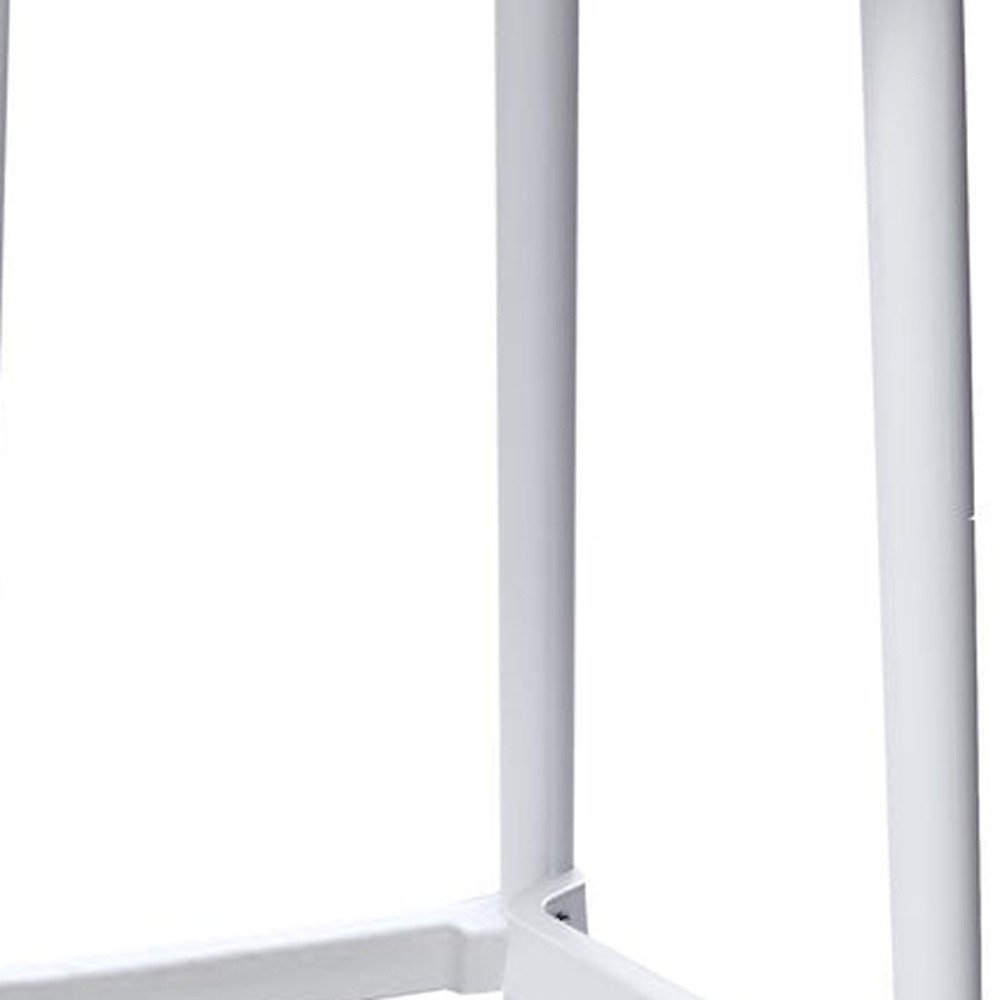 Set of Four 30" White Heavy Duty Plastic Low Back Bar Height Bar Chairs HomeRoots