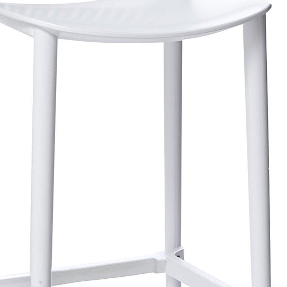 Set of Four 30" White Heavy Duty Plastic Low Back Bar Height Bar Chairs HomeRoots