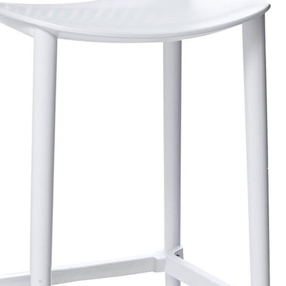 Set of Four 30" White Heavy Duty Plastic Low Back Bar Height Bar Chairs HomeRoots