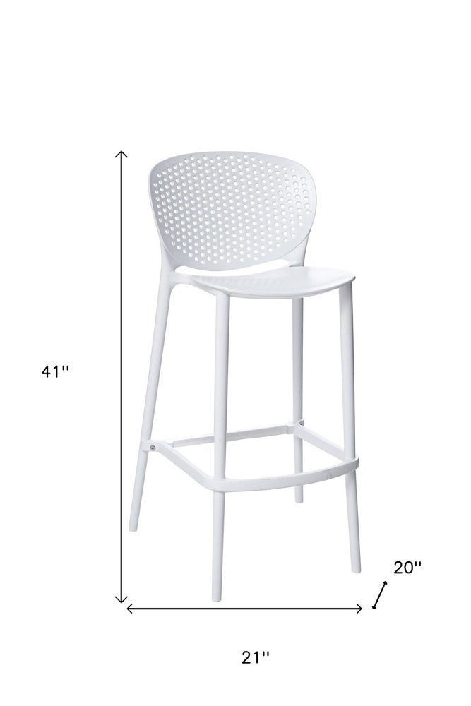 Set of Four 30" White Heavy Duty Plastic Low Back Bar Height Bar Chairs HomeRoots