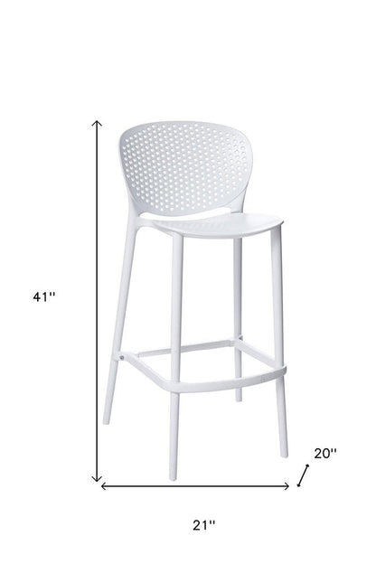 Set of Four 30" White Heavy Duty Plastic Low Back Bar Height Bar Chairs HomeRoots