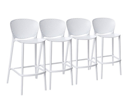 Set of Four 30" White Heavy Duty Plastic Low Back Bar Height Bar Chairs HomeRoots