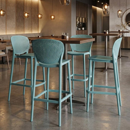 Set of Four 26" Green Heavy Duty Plastic Low Back Counter Height Bar Chairs HomeRoots