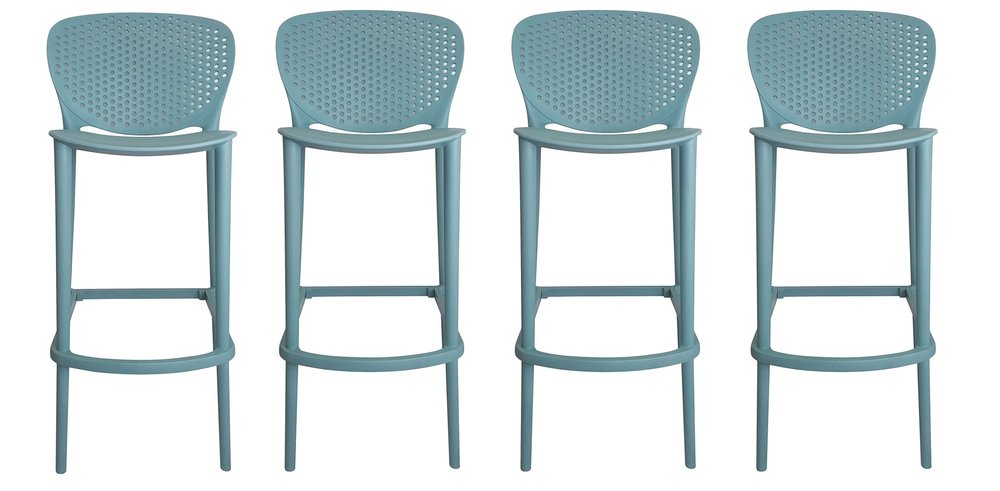 Set of Four 26" Green Heavy Duty Plastic Low Back Counter Height Bar Chairs HomeRoots