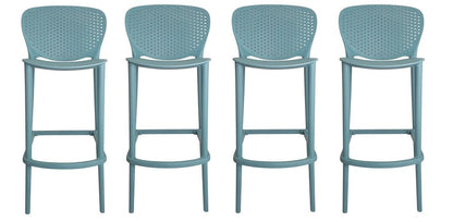 Set of Four 26" Green Heavy Duty Plastic Low Back Counter Height Bar Chairs HomeRoots