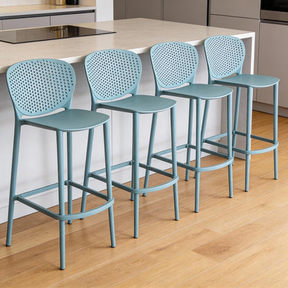 Set of Four 26" Green Heavy Duty Plastic Low Back Counter Height Bar Chairs HomeRoots