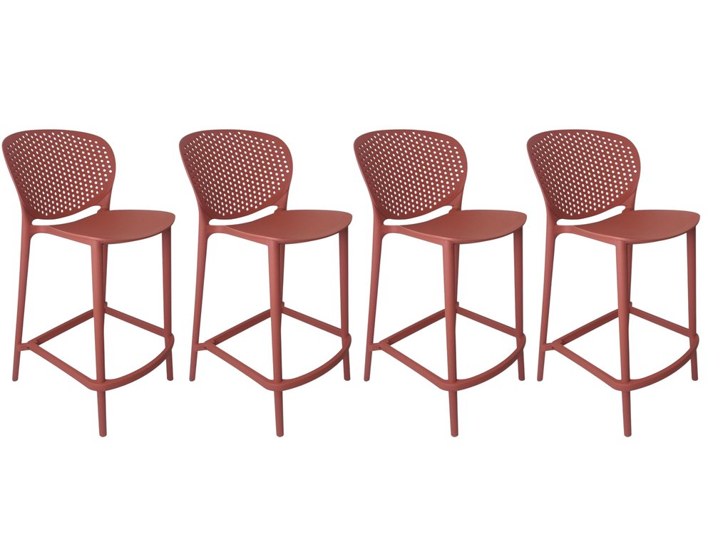 Set of Four 26" Orange Heavy Duty Plastic Low Back Counter Height Bar Chairs HomeRoots