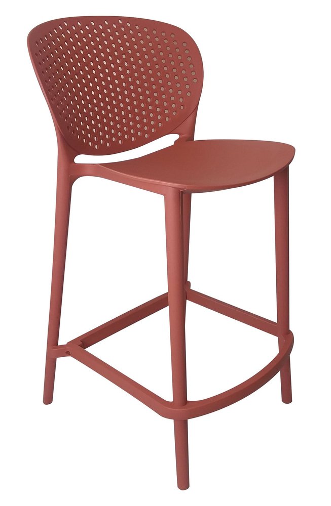 Set of Four 26" Orange Heavy Duty Plastic Low Back Counter Height Bar Chairs HomeRoots
