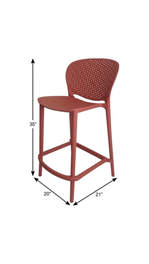 Set of Four 26" Orange Heavy Duty Plastic Low Back Counter Height Bar Chairs HomeRoots