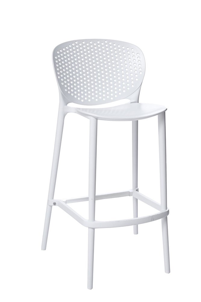 Set of Four 26" White Heavy Duty Plastic Low Back Counter Height Bar Chairs HomeRoots