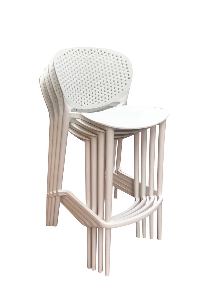 Set of Four 26" White Heavy Duty Plastic Low Back Counter Height Bar Chairs HomeRoots
