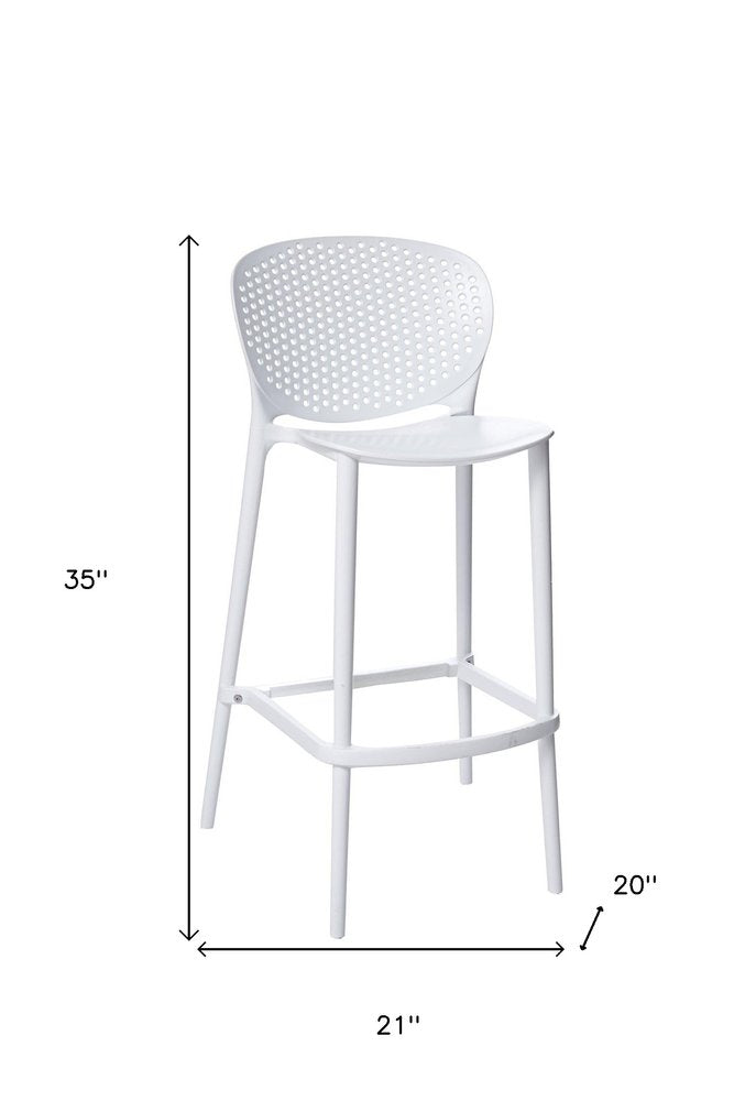 Set of Four 26" White Heavy Duty Plastic Low Back Counter Height Bar Chairs HomeRoots