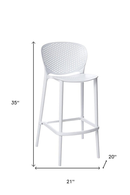 Set of Four 26" White Heavy Duty Plastic Low Back Counter Height Bar Chairs HomeRoots