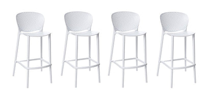 Set of Four 26" White Heavy Duty Plastic Low Back Counter Height Bar Chairs HomeRoots