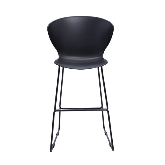 Set of Two 26" Black Heavy Duty Plastic And Metal Low Back Counter Height Bar Chairs HomeRoots
