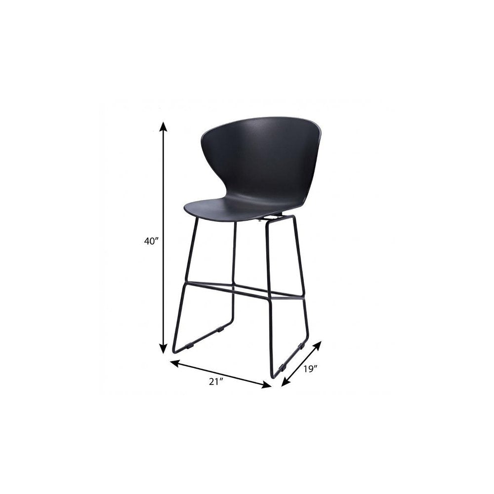 Set of Two 26" Black Heavy Duty Plastic And Metal Low Back Counter Height Bar Chairs HomeRoots