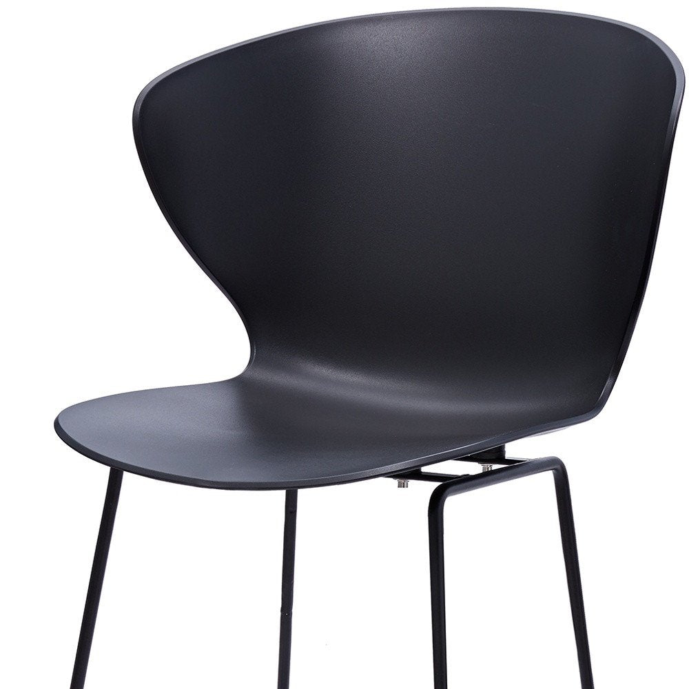Set of Two 26" Black Heavy Duty Plastic And Metal Low Back Counter Height Bar Chairs HomeRoots