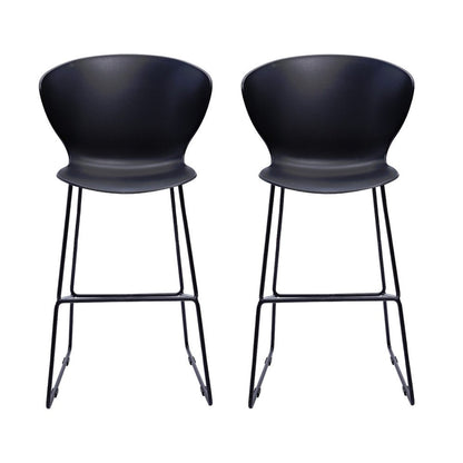Set of Two 26" Black Heavy Duty Plastic And Metal Low Back Counter Height Bar Chairs HomeRoots