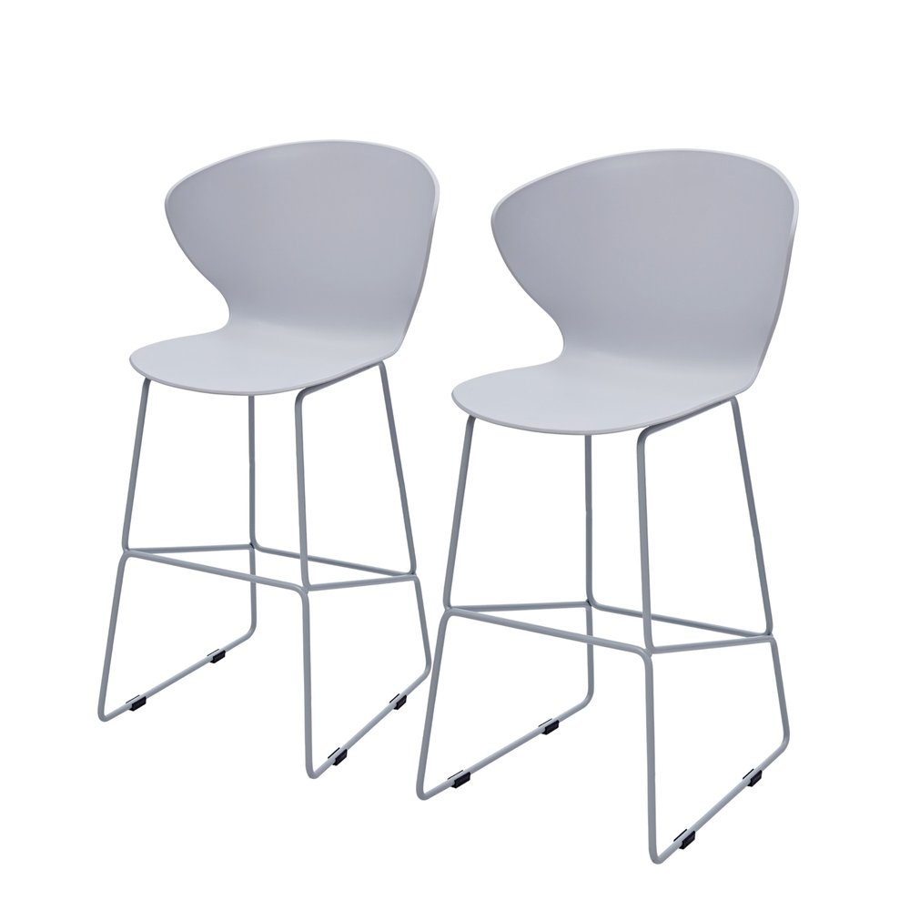 Set of Two 26" Gray Heavy Duty Plastic And Metal Low Back Counter Height Bar Chairs HomeRoots