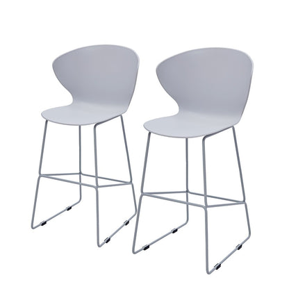Set of Two 26" Gray Heavy Duty Plastic And Metal Low Back Counter Height Bar Chairs HomeRoots