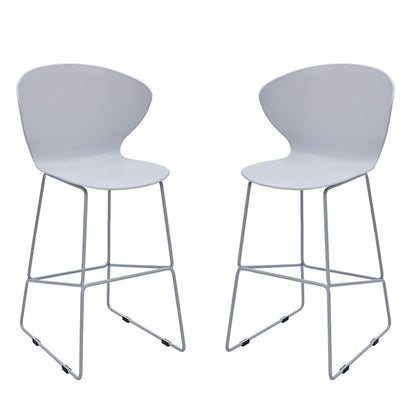 Set of Two 26" Gray Heavy Duty Plastic And Metal Low Back Counter Height Bar Chairs HomeRoots