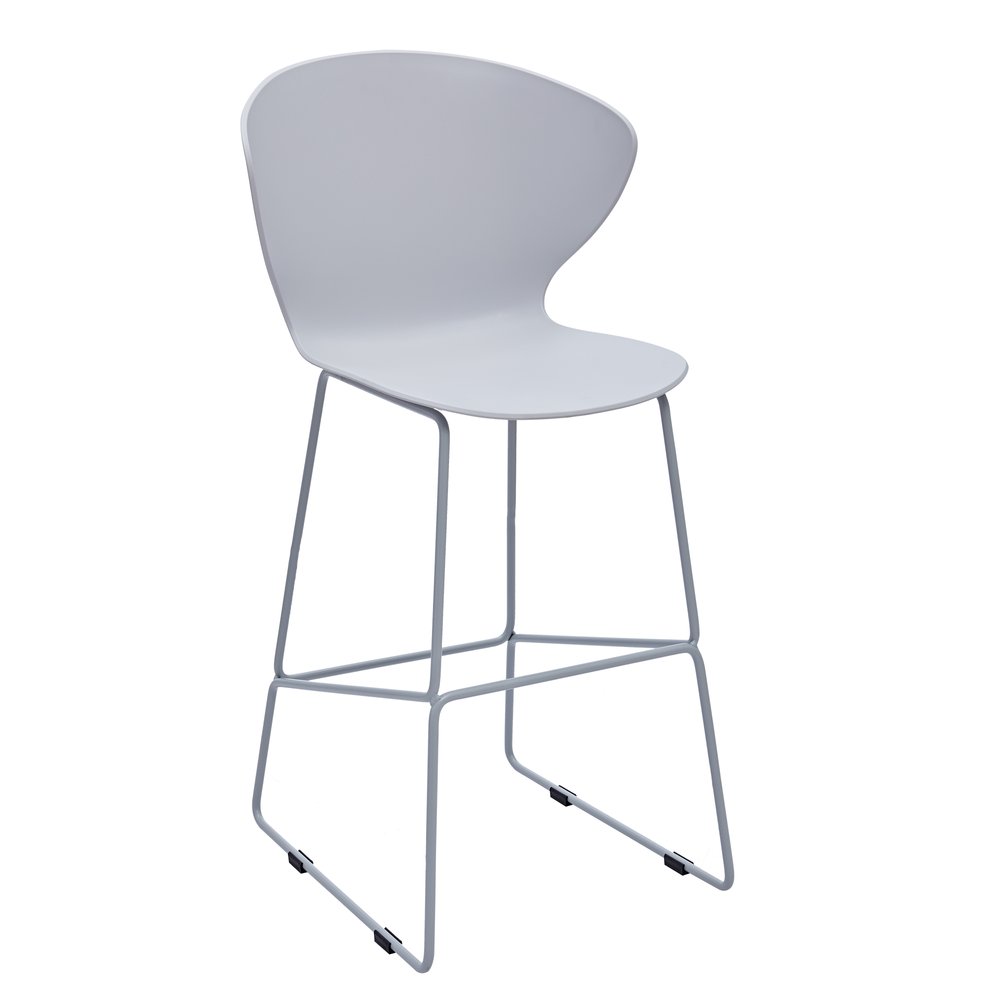Set of Two 26" Gray Heavy Duty Plastic And Metal Low Back Counter Height Bar Chairs HomeRoots