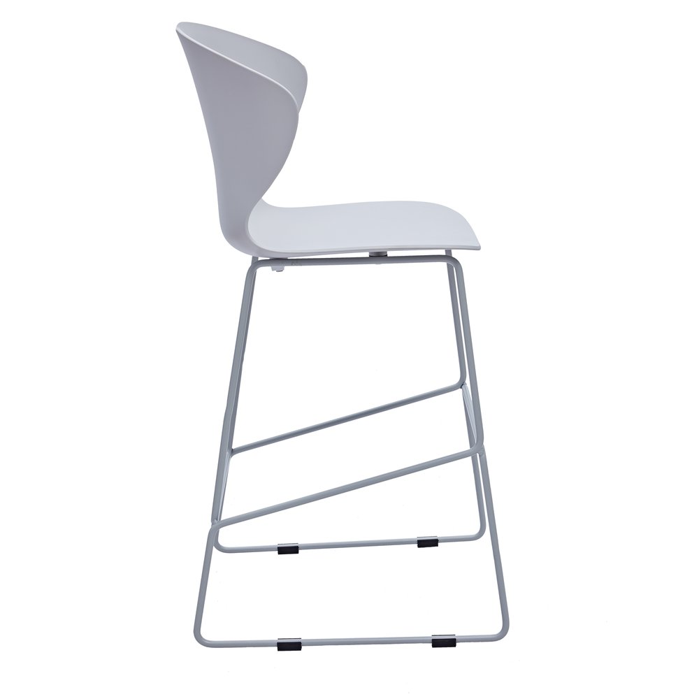 Set of Two 26" Gray Heavy Duty Plastic And Metal Low Back Counter Height Bar Chairs HomeRoots