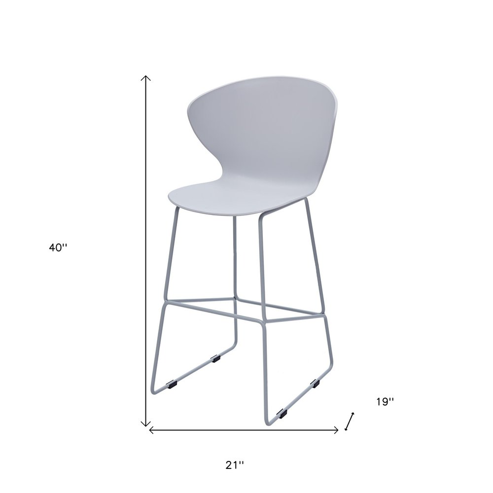 Set of Two 26" Gray Heavy Duty Plastic And Metal Low Back Counter Height Bar Chairs HomeRoots