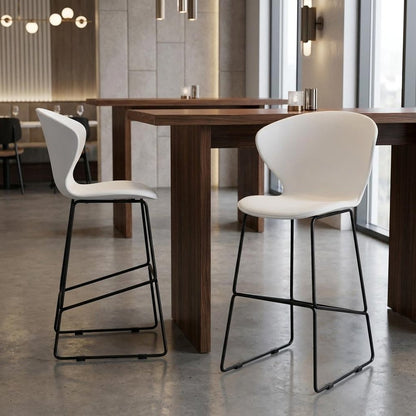 Set of Two 26" Gray Heavy Duty Plastic And Metal Low Back Counter Height Bar Chairs HomeRoots