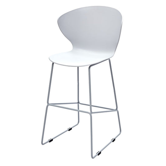 Set of Two 26" White And Silver Heavy Duty Plastic And Metal Low Back Counter Height Bar Chairs HomeRoots