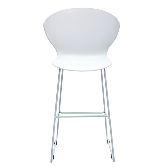 Set of Two 26" White And Silver Heavy Duty Plastic And Metal Low Back Counter Height Bar Chairs HomeRoots