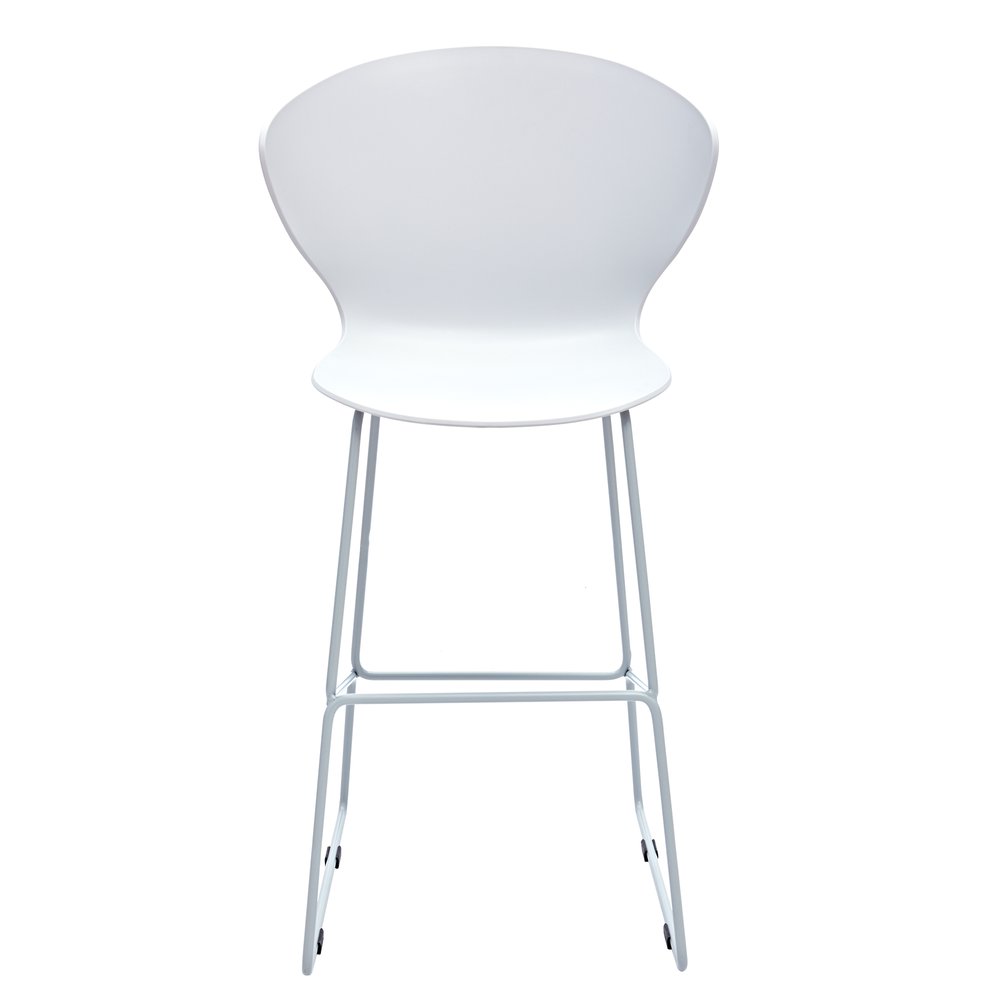 Set of Two 26" White And Silver Heavy Duty Plastic And Metal Low Back Counter Height Bar Chairs HomeRoots