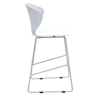 Set of Two 26" White And Silver Heavy Duty Plastic And Metal Low Back Counter Height Bar Chairs HomeRoots